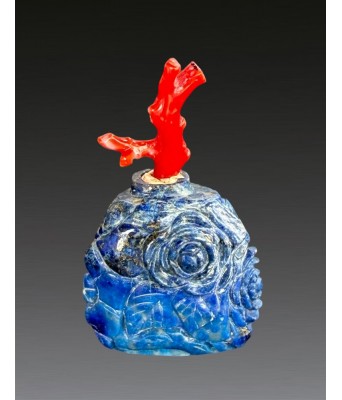 清天然青金石牡丹鼻烟壶 1644-1912