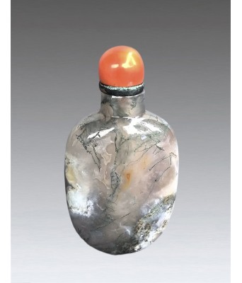 清天然水草红霞玛瑙鼻烟壶 1644-1912