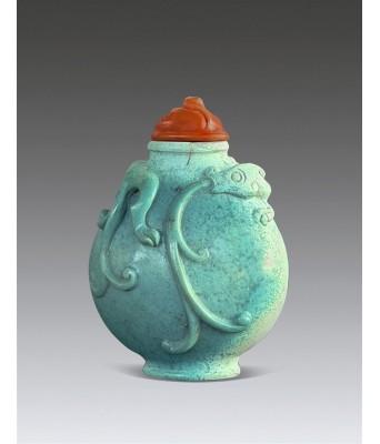 清绿松石螭龙鼻烟壶
