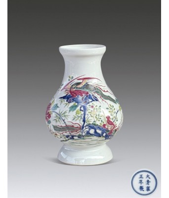 清粉彩花鸟纹枇杷尊