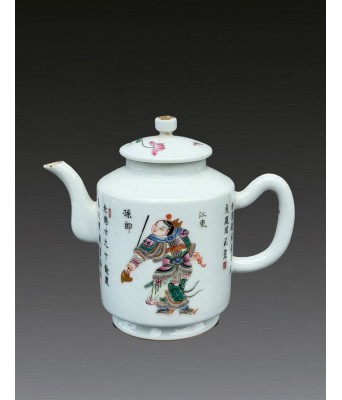 清粉彩无双谱江东孙郎茶壶