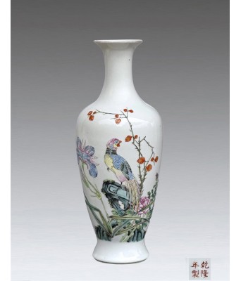 民国粉彩花鸟观音瓶