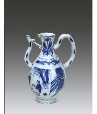 明崇祯青花携琴访友执壶 1611-1644