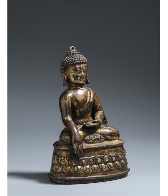 元铜鎏金释迦摩尼成道像