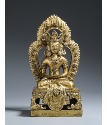 清乾隆铜鎏金无量寿佛坐像  1736-1796