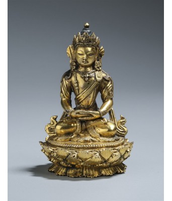 清康熙铜鎏金官造无量寿佛坐像 1661-1722