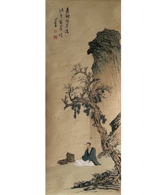 溥心畬松下高士立轴