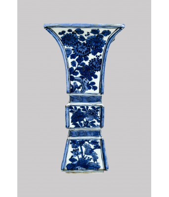 明万历青花花卉四方觚