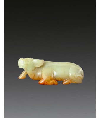 清和田白玉籽料水牛雕件 1644-1912