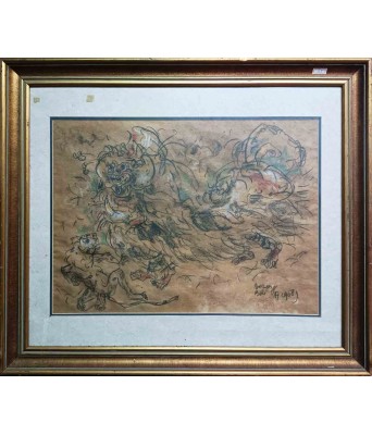 Affandi Barong Bali 1968 water color on paper