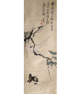 溥心畬花鸟立轴