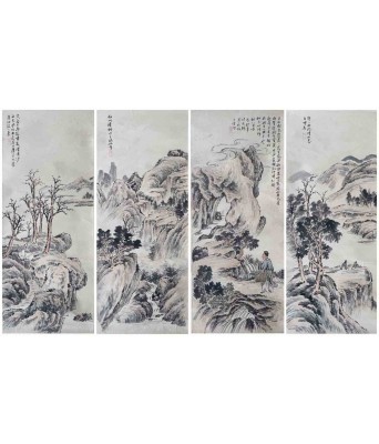 蜗寄人山水四条屏