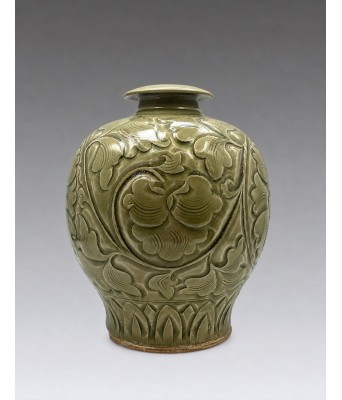 宋代耀州窑刻花青釉罐 960-1279
