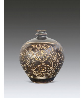 金代黑釉刻花瓶