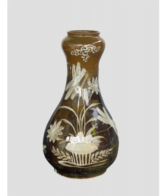 明万历紫金釉堆白蒜头瓶 1572-1620